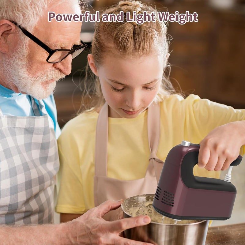 Yomelo 9-Speed Digital Hand Mixer Electric, 400W Powerful DC Motor, Hand Mixer Electric Handheld with Snap-On Storage Case, 5 Stainless Steel Accessories, Beaters, Dough Hooks, Whisk(Grape Purple) - Image 3